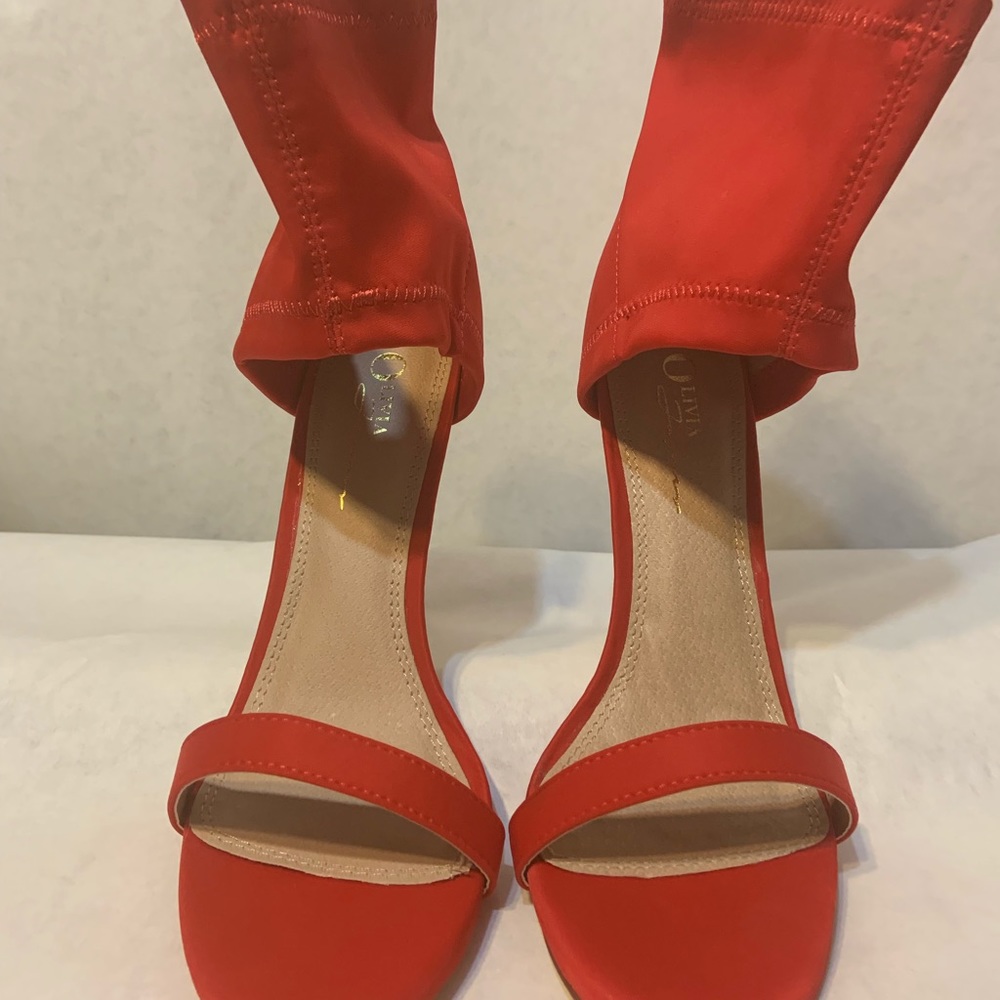 Stylish Lycra ankle strap high heeled sandal. - Picture 3 of 4